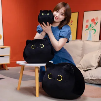 1 buc Negru Pisică Jucărie de Pluș Moale Kawaii Pluș Anime Perne de Desene animate Minunat Animal Umplute Papusa Fete de Ziua Îndrăgostiților Cadouri Ornamente