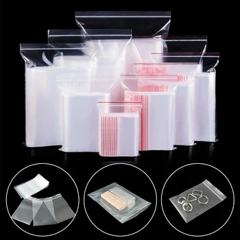 100 Buc/Lot Mic Cu Fermoar De Blocare Pungă De Plastic Reciclabile Transparent Bijuterii/Produse Alimentare Sac De Depozitare Bucătărie Transparent Ambalaj Punga