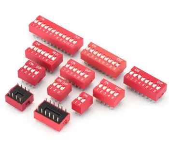 10buc/lot Comutator DIP Diapozitiv de Tip Roșu 2.54 mm Pas 2 randuri BAIE Comutatoare 1p 2p 3p 4p 5p 6p 7p 8p 9p 10p 12p