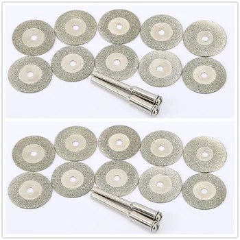 12/24buc Discuri de Diamant + Arbor Ax 20mm Set Subțire de Slefuire Felie MINI disc de Tăiere Rafina face bijuterii de Artizanat Instrumente Rotative