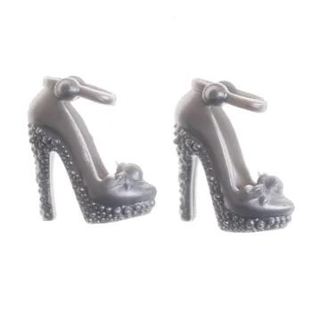 2 Perechi Argintiu/Gri Papusa Sandale Cu Toc Înalt Pantofi Handmade Papusa De Plastic, Pantofi Pentru Papusa Accesorii Fierbinte