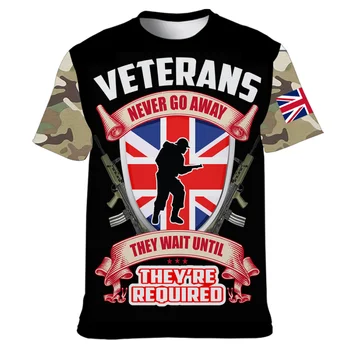 2023 UK T-shirt pentru Bărbați marea BRITANIE Flag 3d de Imprimare de Moda de Top Veteran Maneci Scurte O-neck Tee Grafic Supradimensionat Tricou Camuflaj
