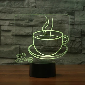 3D Lumina de Noapte o ceasca de cafea, ceai Stil Luminaria Lampă de Moda Pentru cafenea, restaurant, sala de mese Decor lampada led