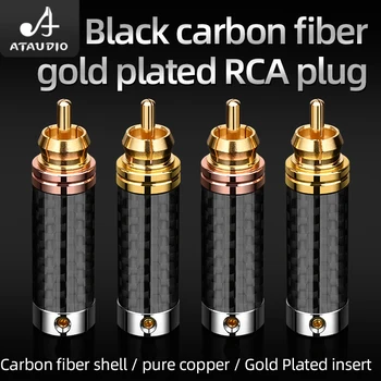 4BUC HIFI Fibra de Carbon Placat cu Rodiu cu Difuzor RCA Male Plug Sârmă de Lipire Conector de Îmbinare Adaptor Audio Jack