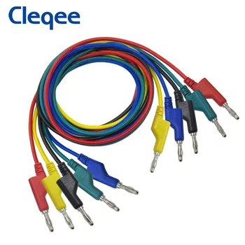 Cleqee P1036 5PCS 1M care pot fi Stivuite 4mm Banana Plug Mascul Jack la Banana Plug Multimetru Testare Cablu 1000V/15A 5 Culori