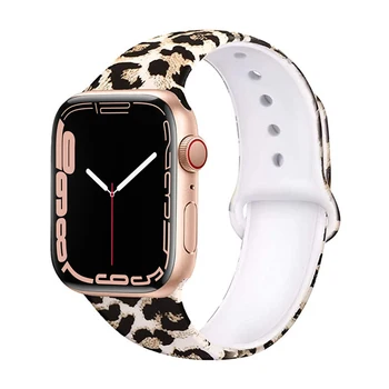 curea pentru Apple watch band 45mm 44mm 40mm 42mm 38mm leopard de imprimare silicon bratara curea pentru Apple watch series 3 4 5 6 7 SE