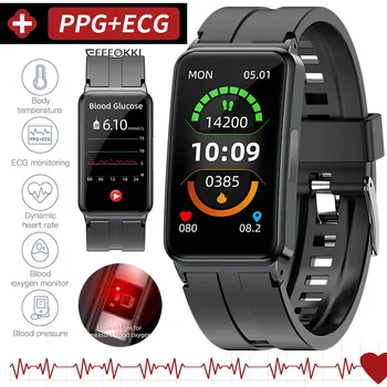 E01 de Glucoza din Sange de Zahăr Monitor Ceas Inteligent ECG PPG HRV Rata de Inima tensiunea de Sănătate Trupa de Fitness Tracker Inteligent Bratara
