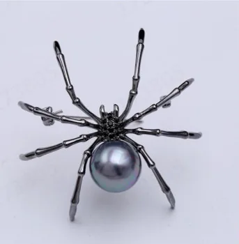 Exagerat Antichități Argint Culoare Broșe Ace Perle Artificiale Corpul Deschide Capul Spider Femei Pini