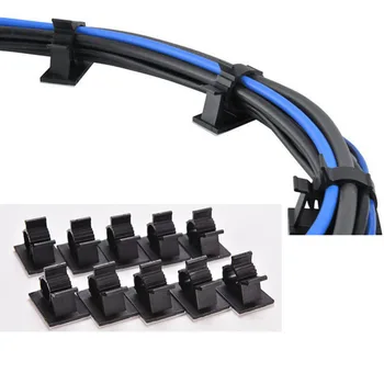 Fierbinte 10 BUC 13 mm Negru Cablu Bobinator adeziv clemă de cablu Cablu Clipuri