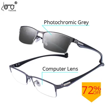 Fotocromatică ochelari de Soare Lentile Cameleon Femei Lumina Albastră de Blocare pentru Bărbați Ochelari de Calculator Metal Jumătate Cadru Spectacol UV400