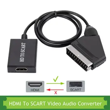 Hd 1080p compatibil Hdmi Intrare Scart Ieșire Video Audio Converter Adaptor Compatibil Pentru Televizor Crt Vhs Recorder Video