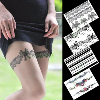 Impermeabil Tatuaj Temporar Autocolant arc dantelă flori fluture moda tatuaj flash tatuaj tatuaje false pentru fata bărbați femei