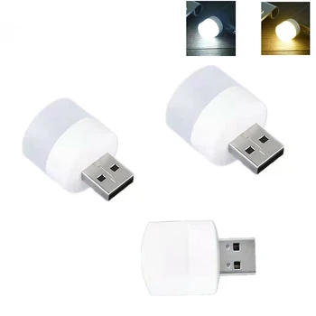 LED-uri USB Conectați Lampa de Carte 5V Lumina 1W Mini Portabil de Masă, Birou de Protecție a Ochilor veioze Alb Cald Rotund Culoare Lumini de Noapte