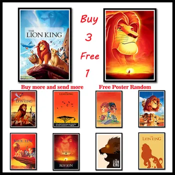 Leul, Regele animalelor Desene animate HD Film Acoperite cu Hârtie Poster Core Tipărite Trage Tapet Agățat Tablou Fara rama Fara rama