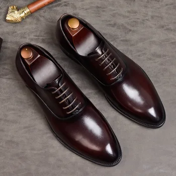 Mens Pantofi Eleganți Din Piele Pantofi Oxford Pentru Barbati Italiană 2020 Pantofi Rochie De Mireasa Dantele Din Piele Pantofi De Afaceri