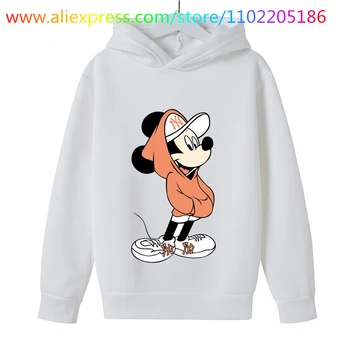 Mickey Mouse Hanorace Copii De Primavara Toamna Bluze Copii Cu Maneca Lunga Topuri Haine De Băieți Și Fete Cu Gluga Disney Haine 4-14 Y