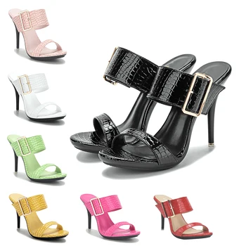 Moda pentru Femei Papuci de casa Pantofi Peep Toe Sandale cu Toc Curea Cataramă de Curea Femei Primavara-Vara Casual Catâri Alunecare Pe