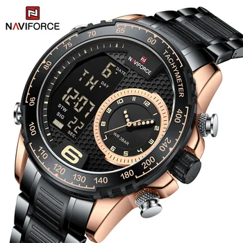 NAVIFORCE de Lux 2022 Ceas Bărbați din Oțel Inoxidabil Digital Sport Cronograf Cuarț Încheietura ceas Dual Time Luminos Ceas rezistent la apa