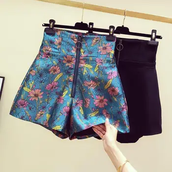 Nouă Femei din coreea de Talie Mare Imprimate pantaloni Scurți cu Fermoar Doamnelor pantaloni Scurți