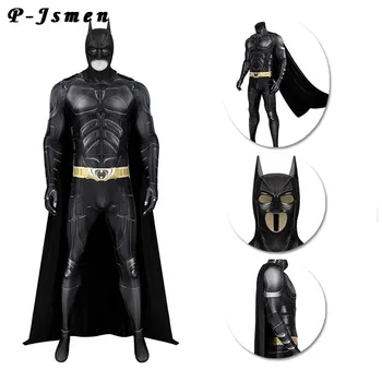 P-Jsmen Adult Dark Knight Cosplay Costum Bruce Wayne Salopeta Super-Erou Luptă Costum De Imprimare Halloween Liliac Tinuta + Masca