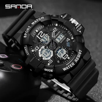 SANDA 2022 Bărbați Ceasuri Sport Militare Cuarț Ceas rezistent la apa 50M Ceas de mână pentru bărbați LED Ceas Digital Relogios Masculino