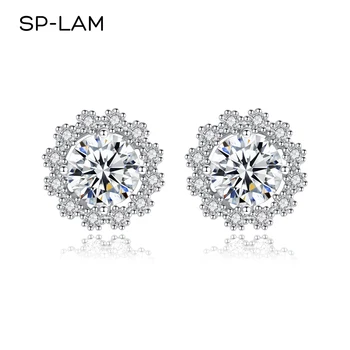 SP-LAM Argint Diamant de Lux Nou Moissanite Earing Nunta Sterling Stud Moda 925 Floare Doamnelor Femeie 2022 Cercei