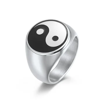 Stil chinezesc Tao Yin Yang Inele de Bârfă Taiji Diagrama Ring pentru Bărbați Bijuterii din Oțel Inoxidabil