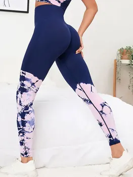 Tie-dye Pantaloni de Yoga Piersic Hip Sport Fitness Pantaloni Lungi Push-up, Imbracaminte Femei, sală de Gimnastică Antrenament Strâns Jambiere Talie Mare Pantaloni