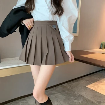 Toamna Kawaii Plisata Fusta Mini Femei Vintage Stil coreean Petrecere Fusta Mini de sex Feminin Casual de Mare Waisted Solide de Y2K Fuste 2021