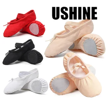 USHINE Pantofi de Balet pentru Fete Practica Balet, Papuci de casă Dans Pantofi de Panza Split Sole Pantofi de Balet pentru Femei, Copii, Copii mici