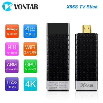 VONTAR TV BOX X96S X96 Stick 4K TV Stick Mini Android 9 4GB, 32GB Amlogic S905Y2 Quad Core, Wifi, BT 1080P, 4K TV Dongle