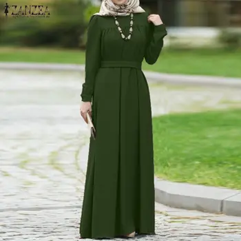 ZANZEA Femei Rochie de Toamna cu Maneci Lungi Casual Solid Maxi Lung Vestido Sundress Vrac Musulman Rochie Caftan Abaya Dubai Hijab